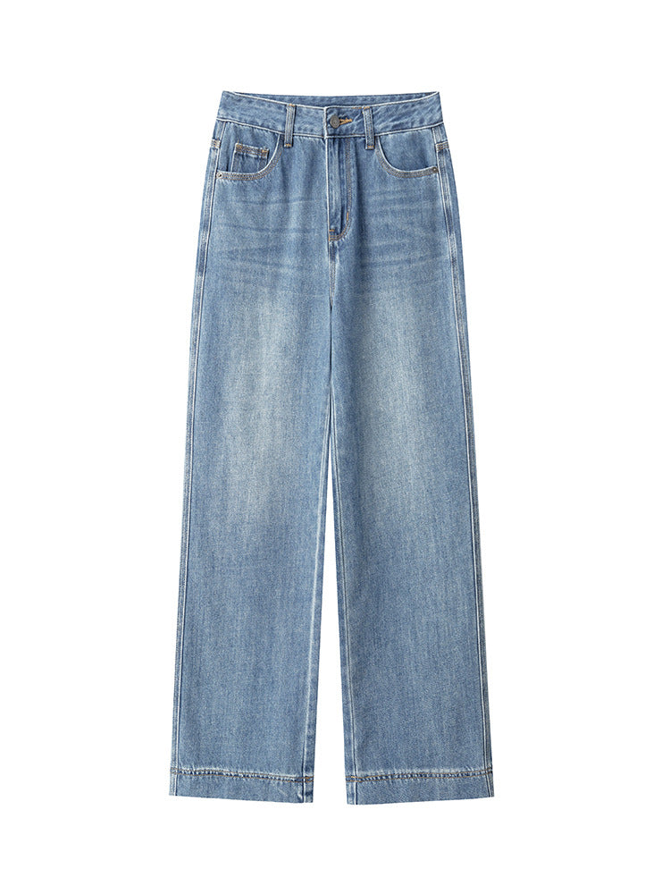 Soft High Waist Wide Leg Denim Trousers