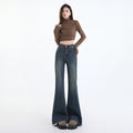 Women's High-Waist Flared Denim Trousers