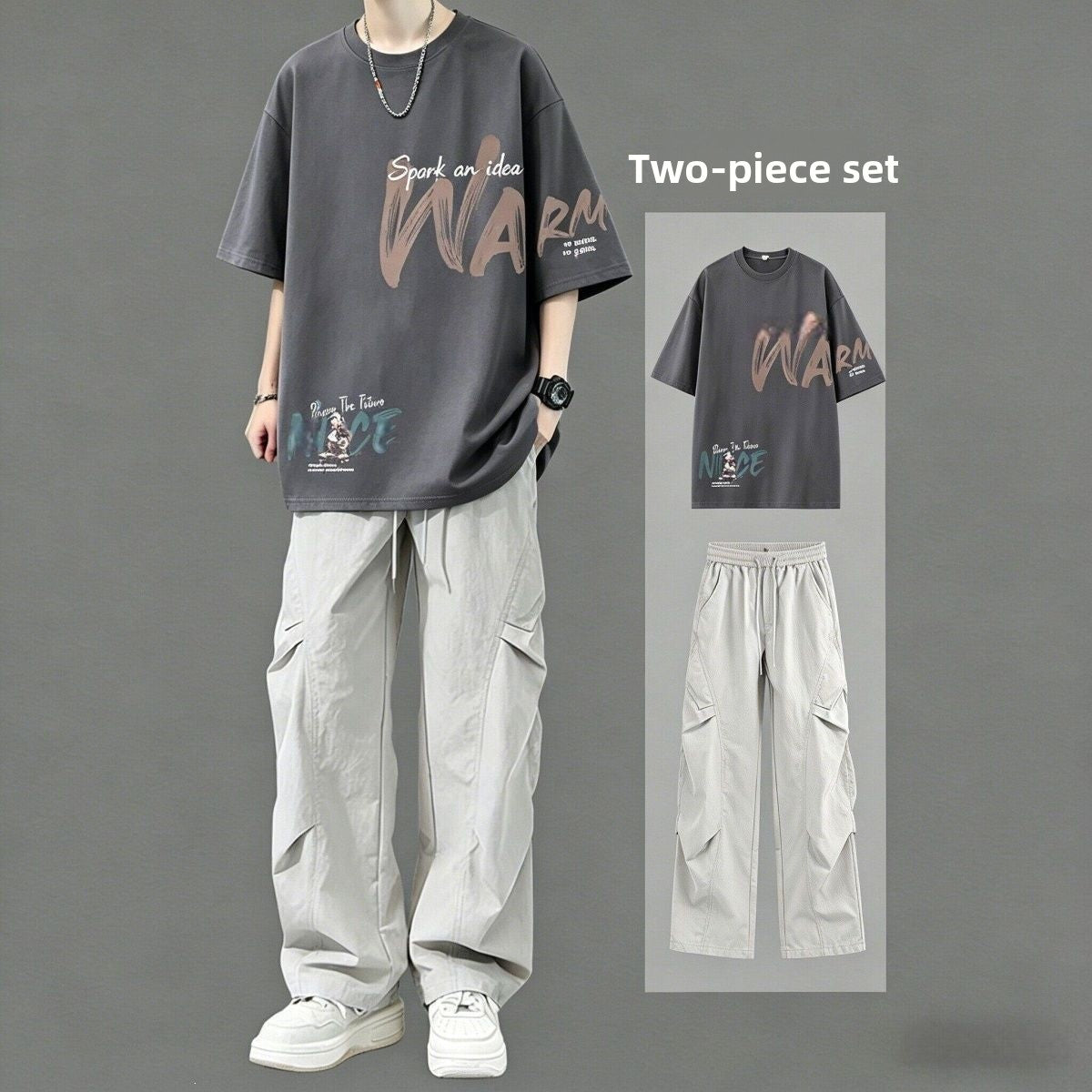 Mens Cotton T-Shirt and Pants Set