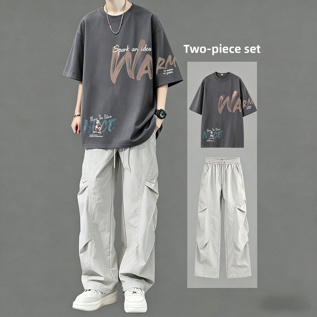 Mens Cotton T-Shirt and Pants Set
