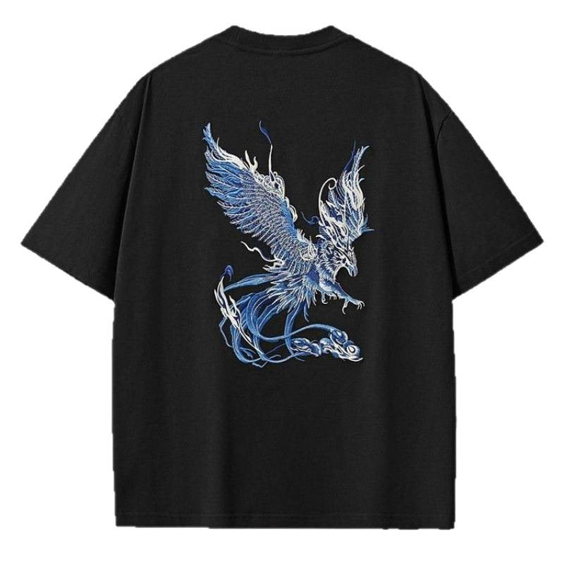 Heavyweight Cotton Short Sleeve T-Shirt with Phoenix Print