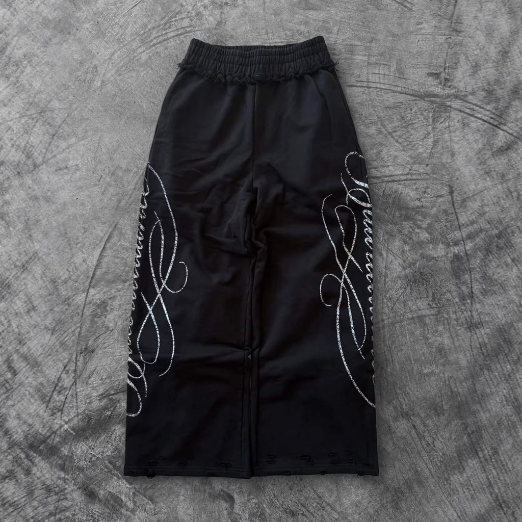 Retro Gothic High Waist Printed Trousers