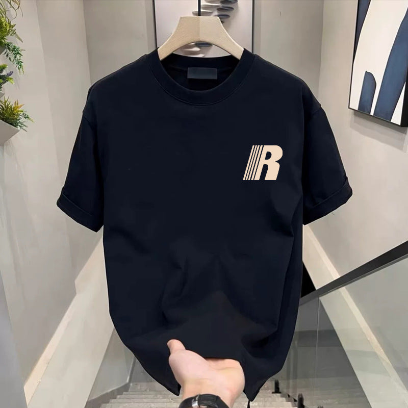 Mens Short Sleeve T-shirt Ice Silk Crewneck Casual Top