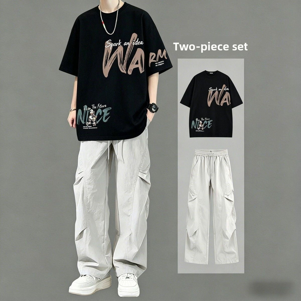 Mens Cotton T-Shirt and Pants Set