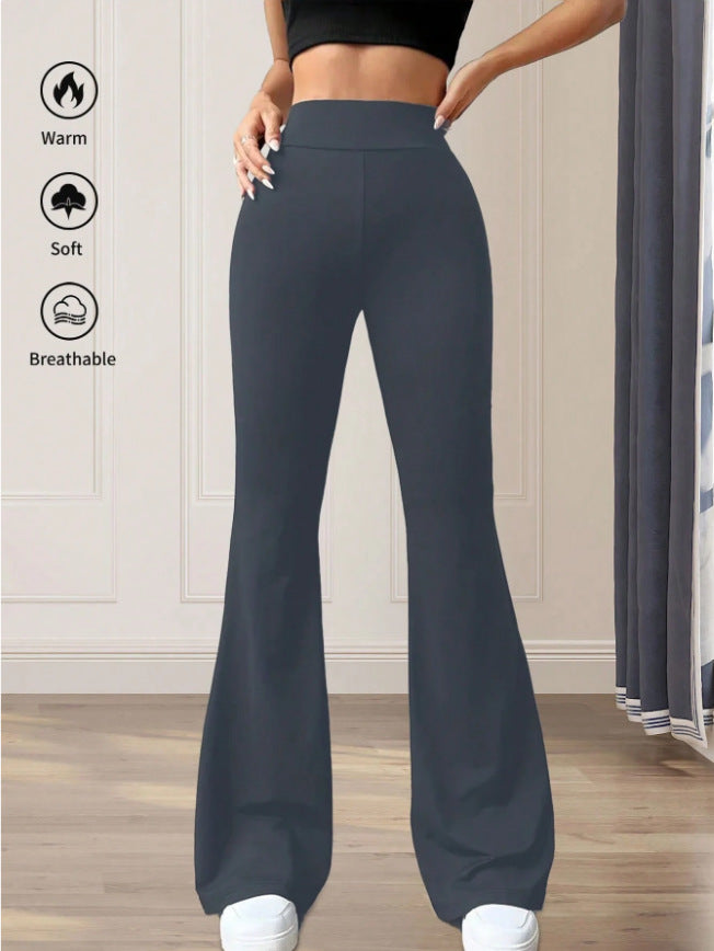 New Solid Color Casual High Waist Yoga Trousers Stretch Sports Pants