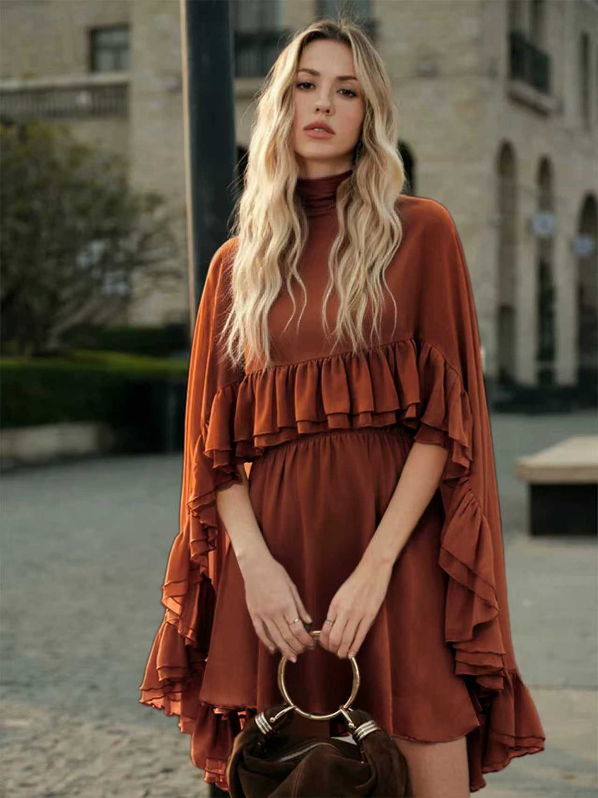 Elegant Lace Trim Dress Set