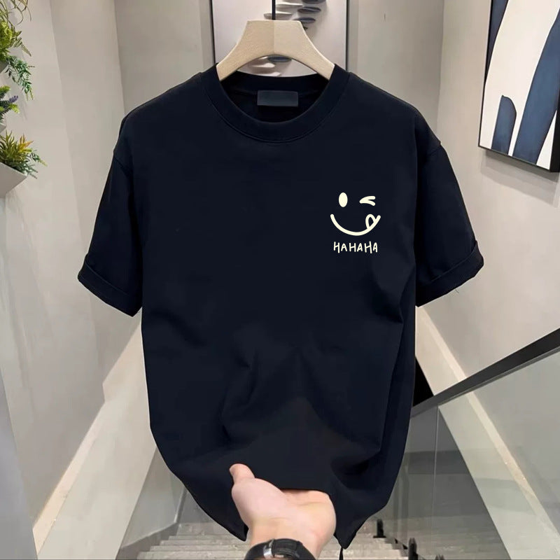 Mens Short Sleeve T-shirt Ice Silk Crewneck Casual Top