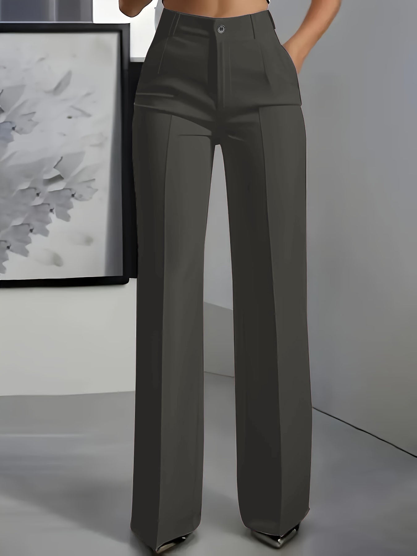 Womens High Waist Wide Leg Trousers