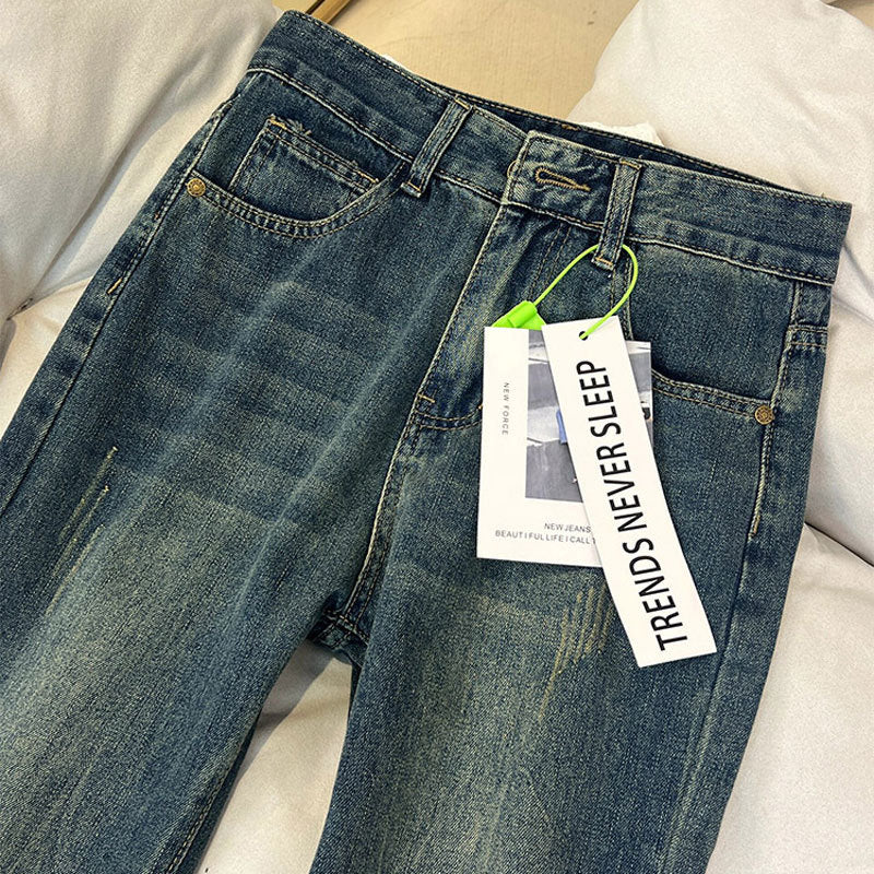 Women's High Waist Slim-Fit Flared Denim Trousers