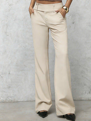 High Waist Wide Leg Flared Trousers