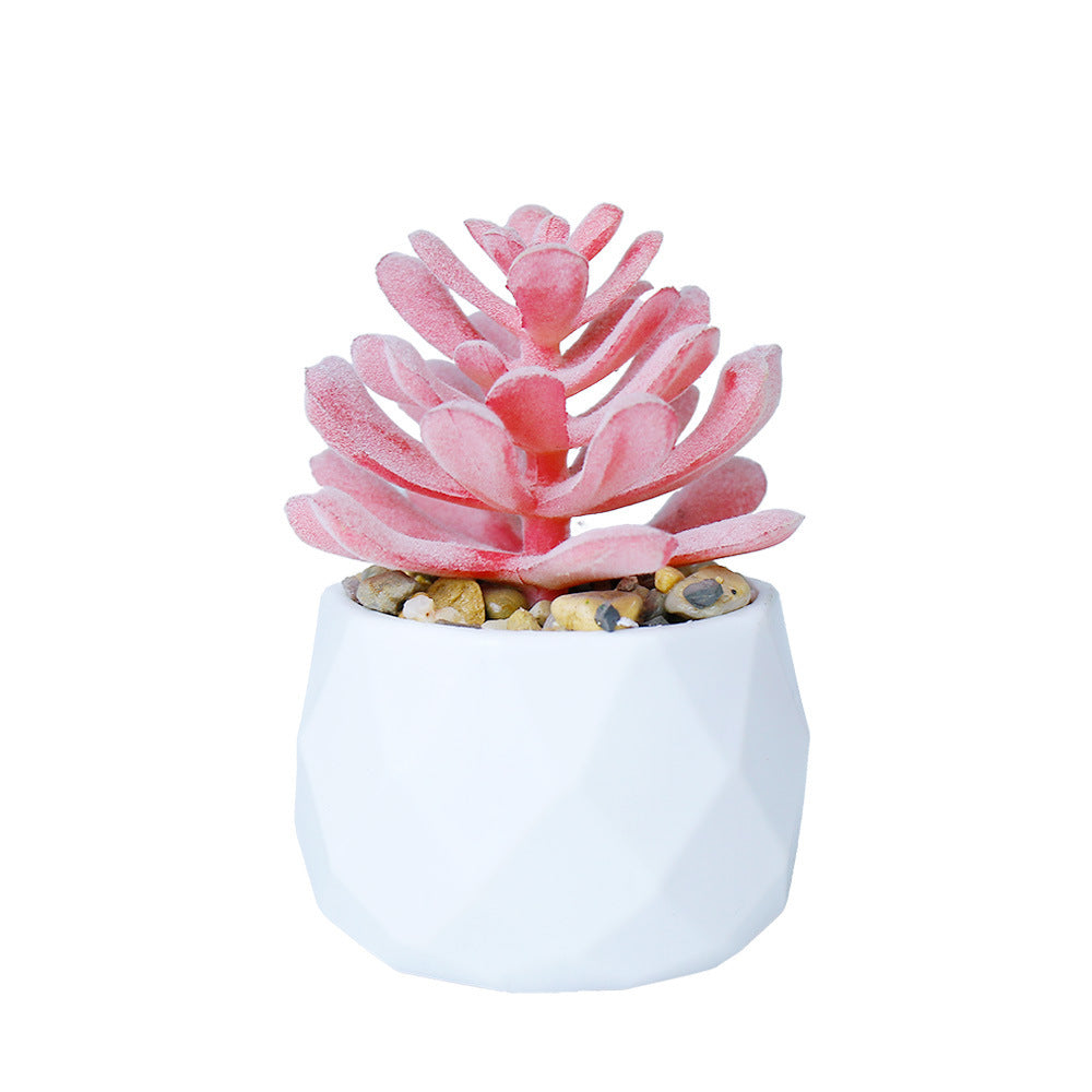 Mini Flocked Succulent Plant Decor