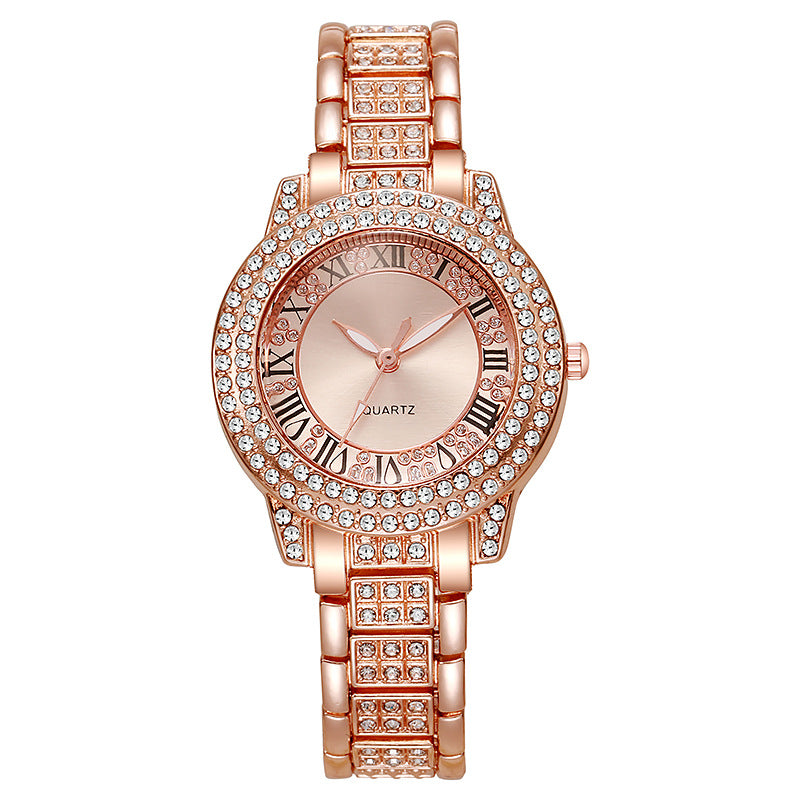 Women's Roman Numeral Quartz Watch with Diamond Bracelet