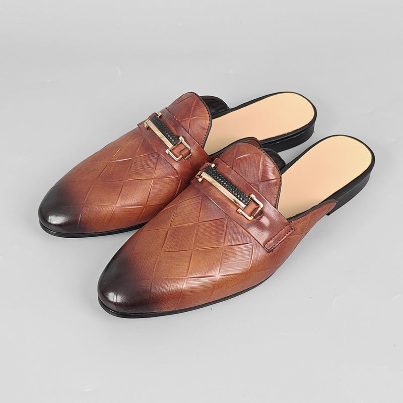 Mens Genuine Leather Slip-On Slippers