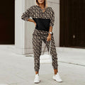 Printed Long-Sleeve Slim-Fit Sweatshirt and Pants Set