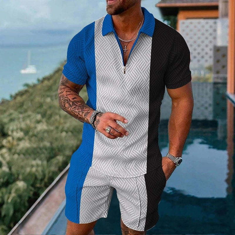 Lapel short-sleeve casual men's pullover
