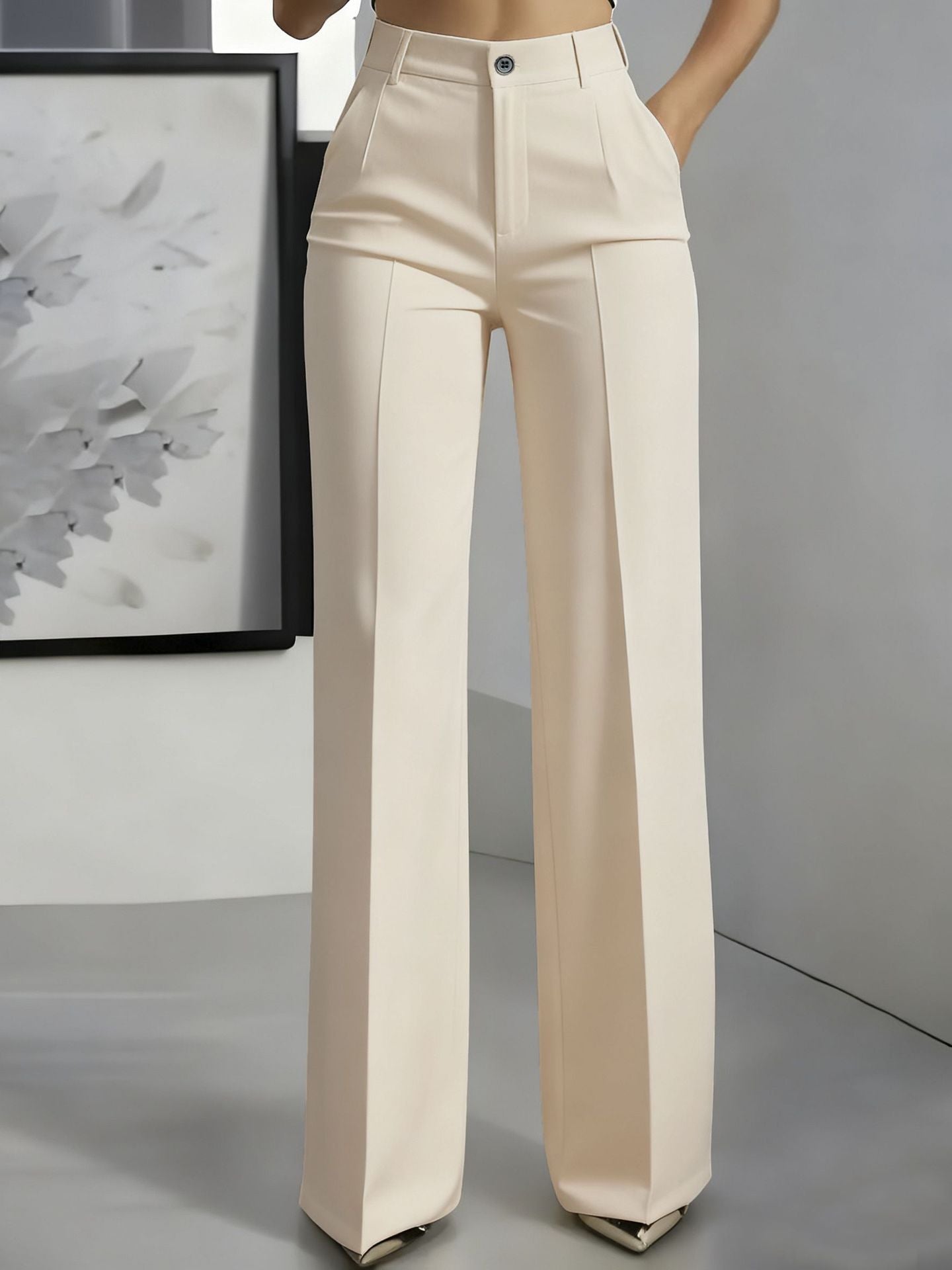 Womens High Waist Wide Leg Trousers