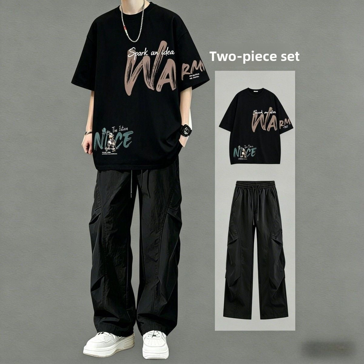 Mens Cotton T-Shirt and Pants Set
