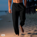 Mens Linen Drawstring Waist Casual Trousers