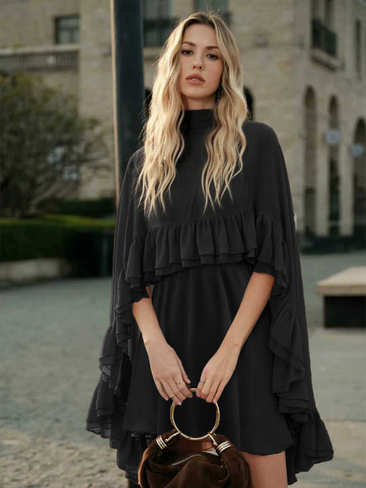 Elegant Lace Trim Dress Set