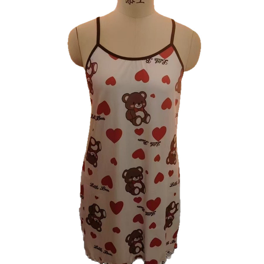 Heart Print Sling Nightgown