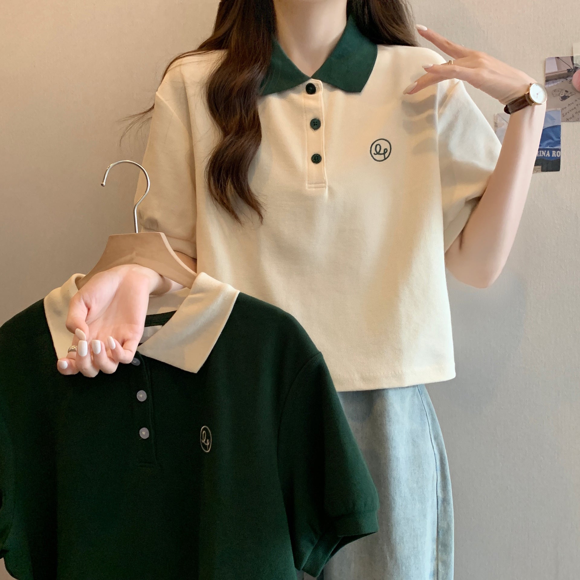 Women's Polo Collar Short Sleeve T-shirt