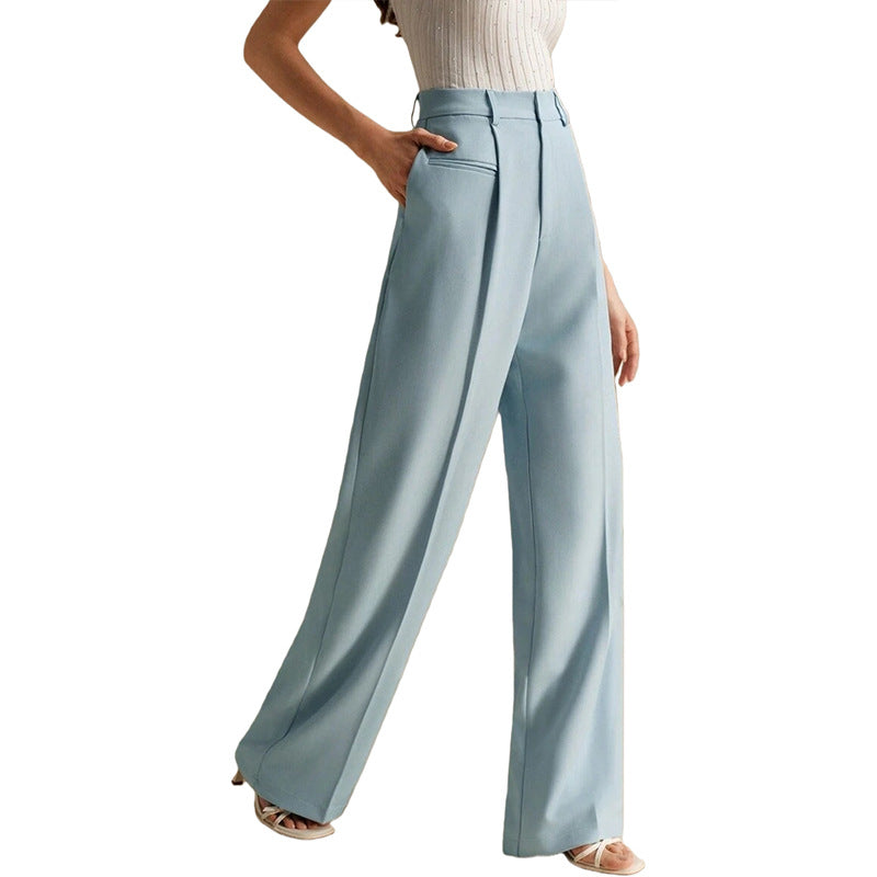 Womens High Waist Wide Leg Trousers