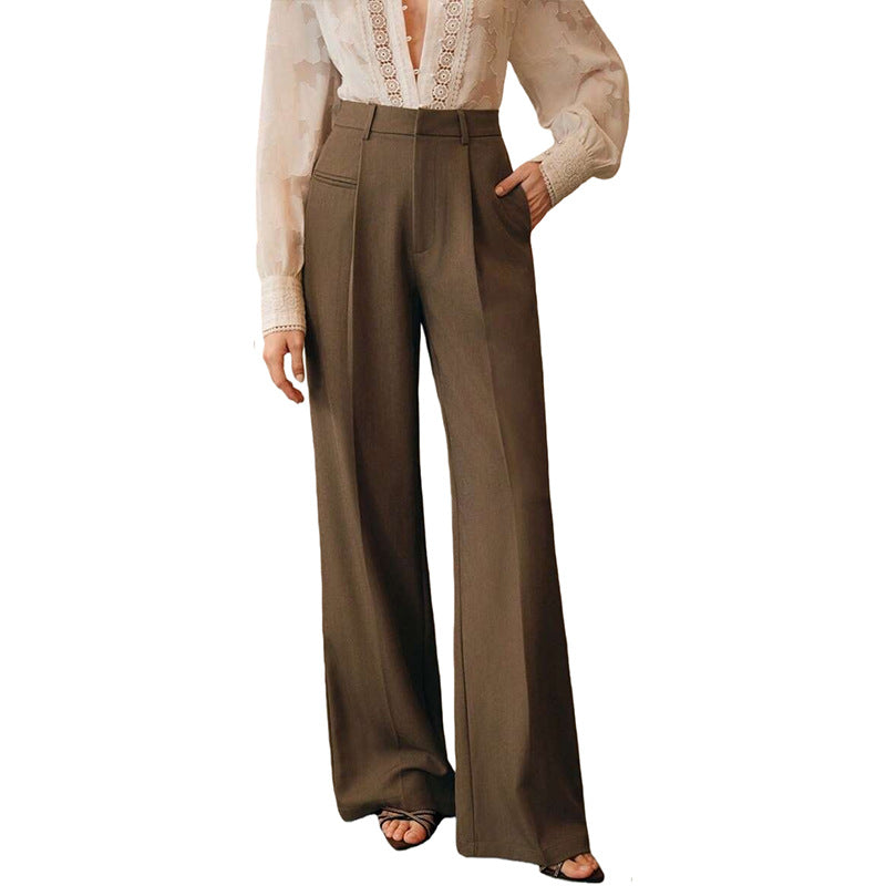 Womens High Waist Wide Leg Trousers