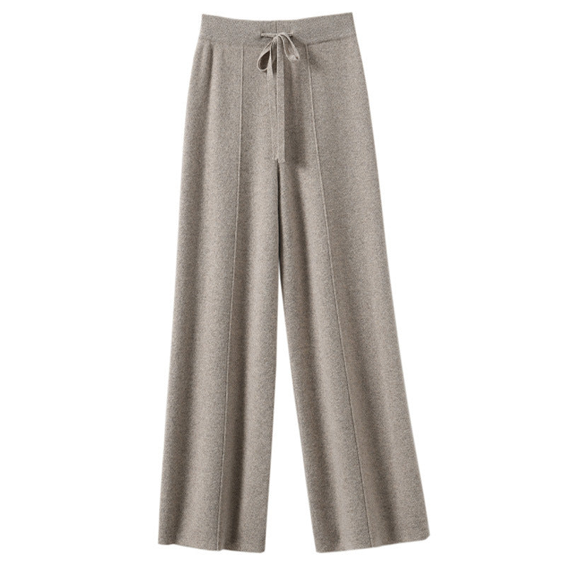 Womens High Waist Knitted Wide Leg Pants