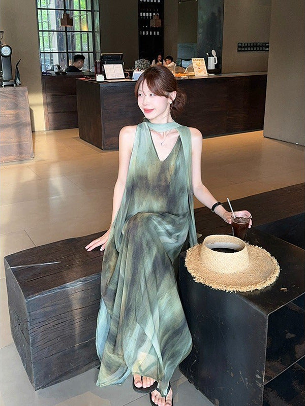Womens Gradient Sleeveless Long Dress