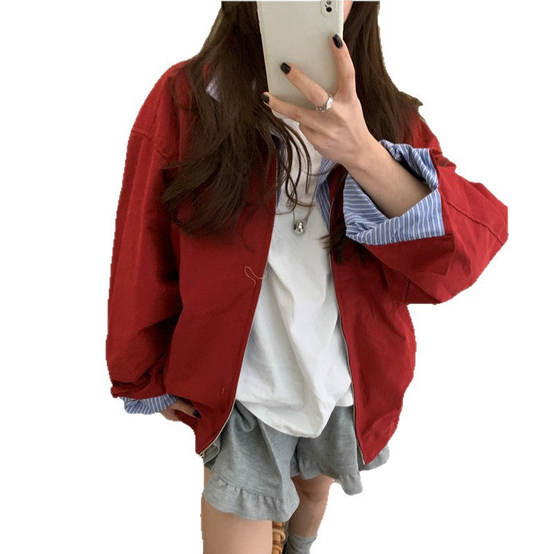 Korean Style Color Block Windbreaker Jacket
