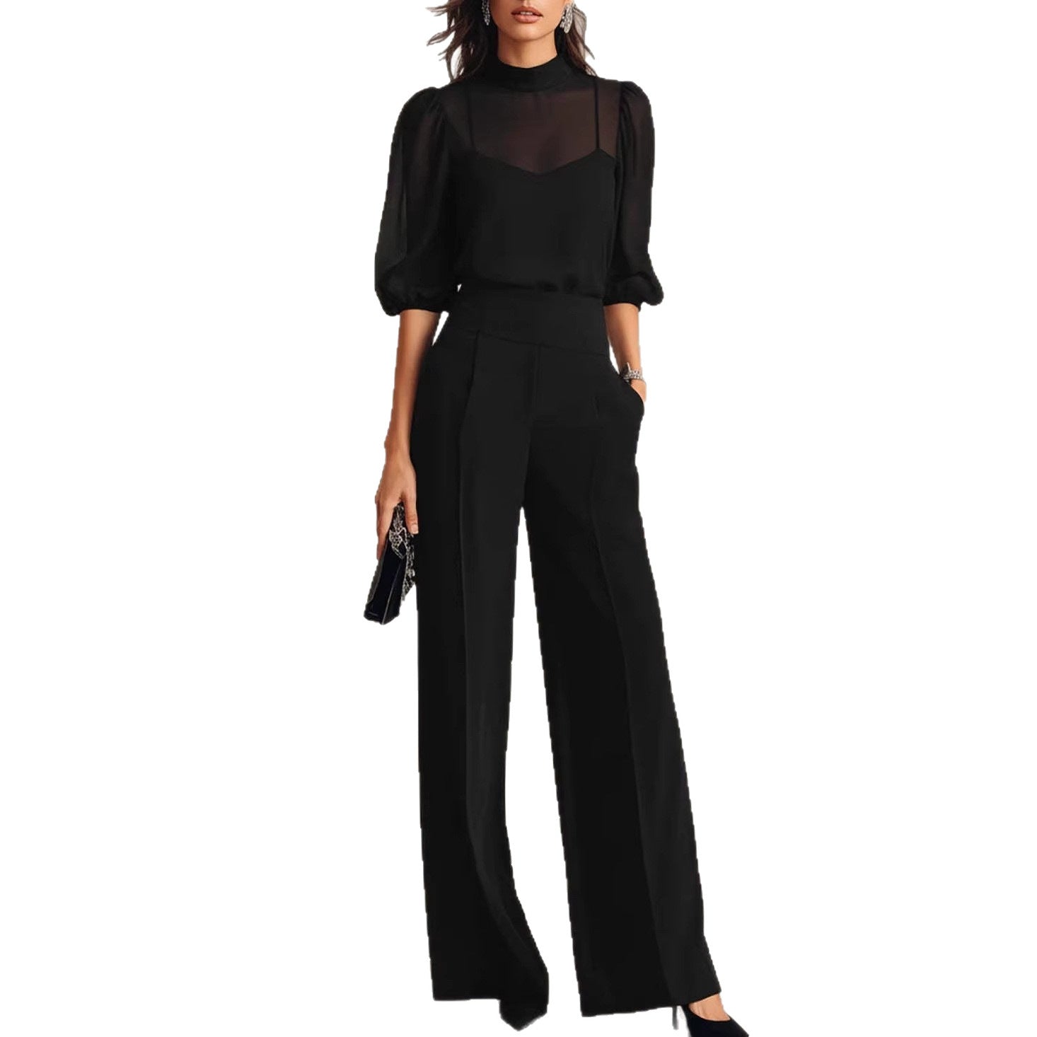 Floral Print Wide-Leg Pants