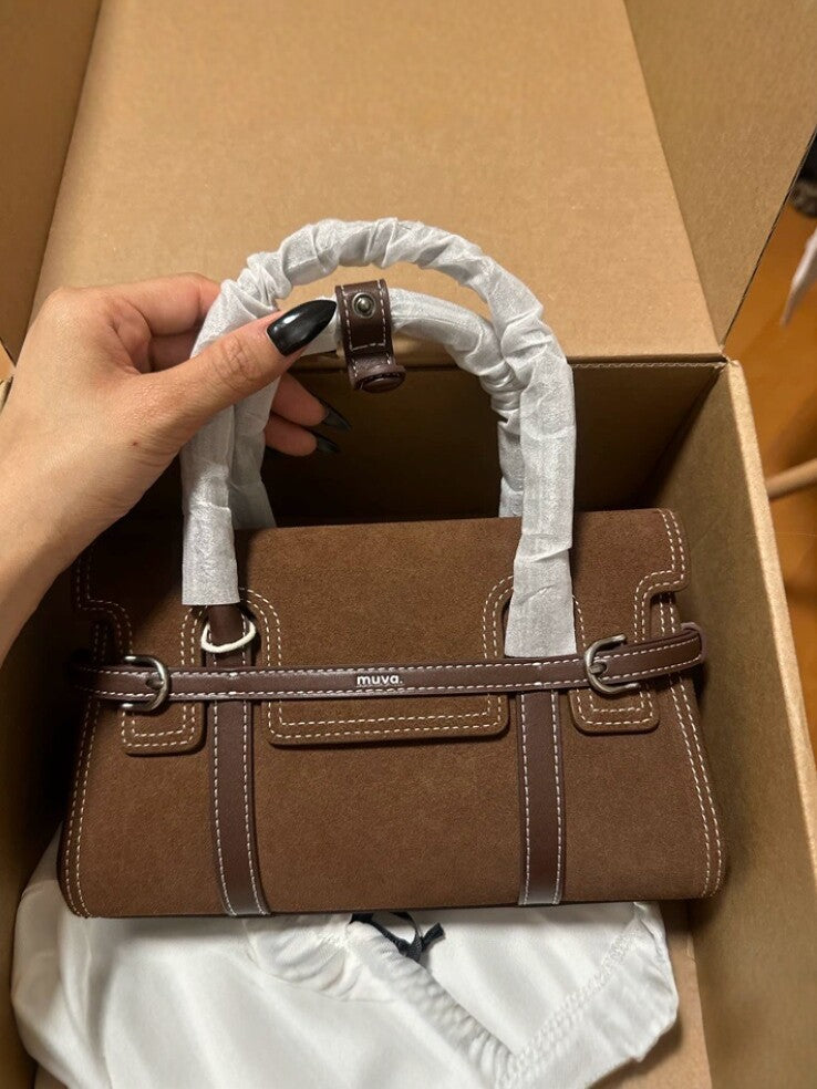 Suede Shoulder Bag Women Mini Square Handbag 2026 Commuter Versatile