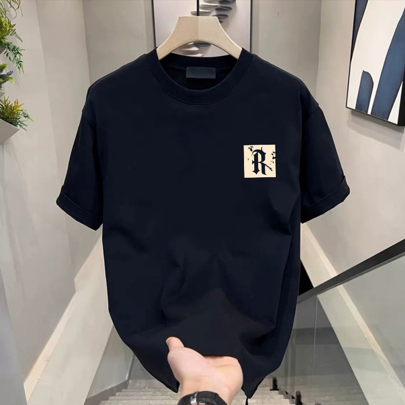 Mens Short Sleeve T-shirt Ice Silk Crewneck Casual Top
