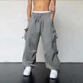 Mens High Waist Wide Leg Parachute Pants