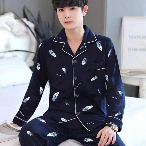 Pure Cotton Long Sleeve Pajamas for Men