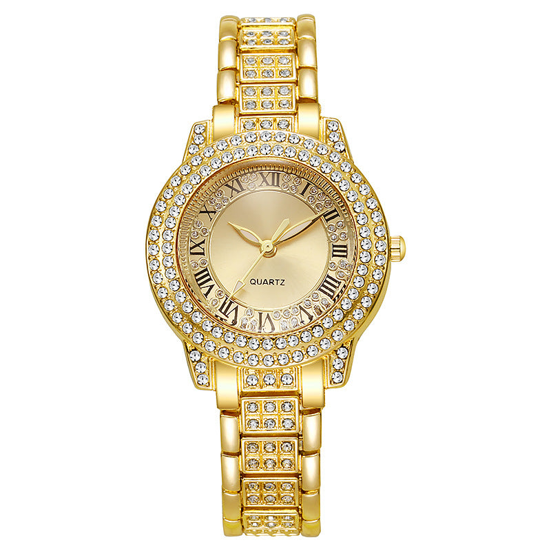 Women's Roman Numeral Quartz Watch with Diamond Bracelet