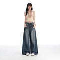 Womens High-Waisted Wide-Leg Denim Pants