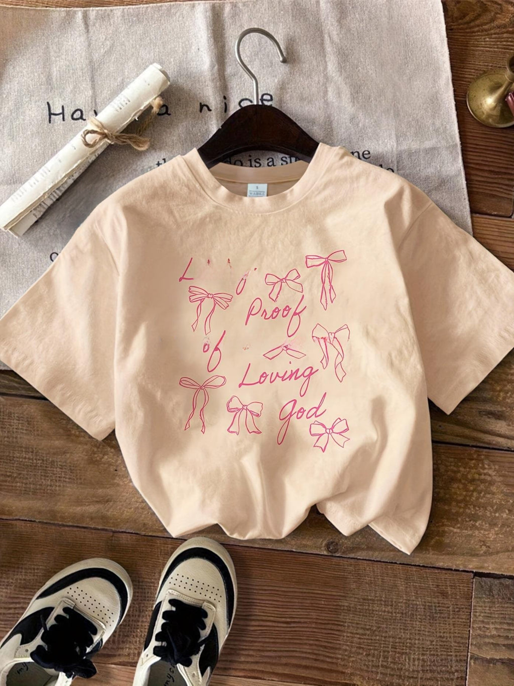 Womens Letter Print Crewneck T-shirt