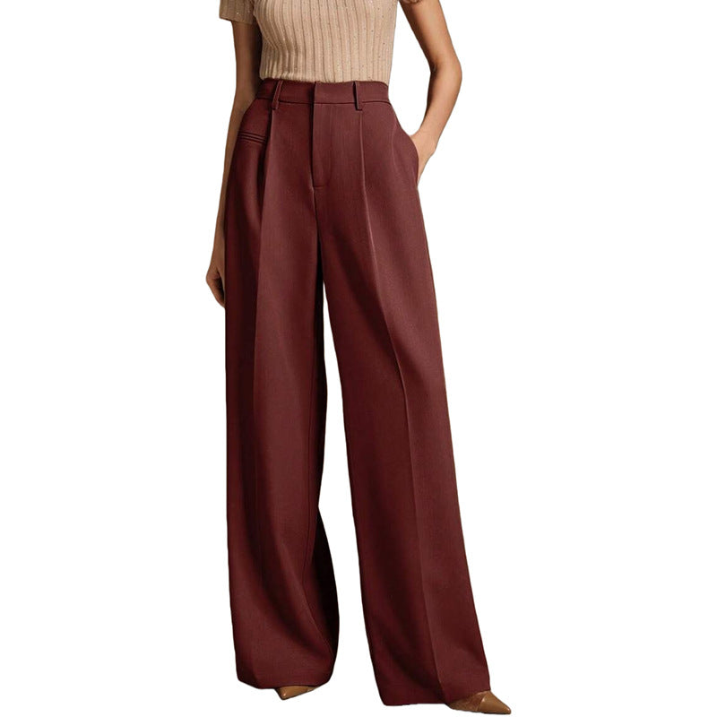 Womens High Waist Wide Leg Trousers