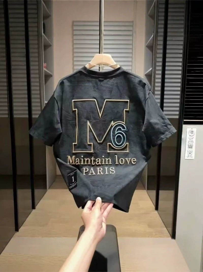 Embroidered Letter Print Mens T-shirt