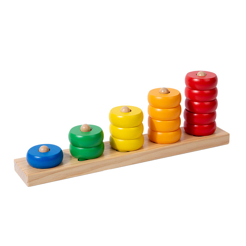 Wooden Rainbow Digital Ring Toy