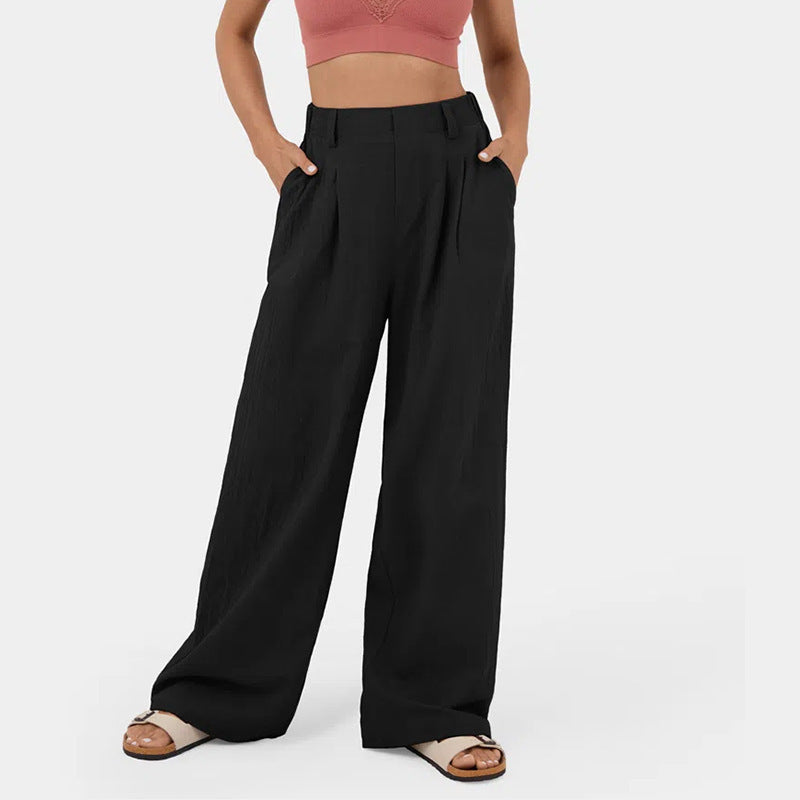 Womens High Waist Wide Leg Casual Trousers