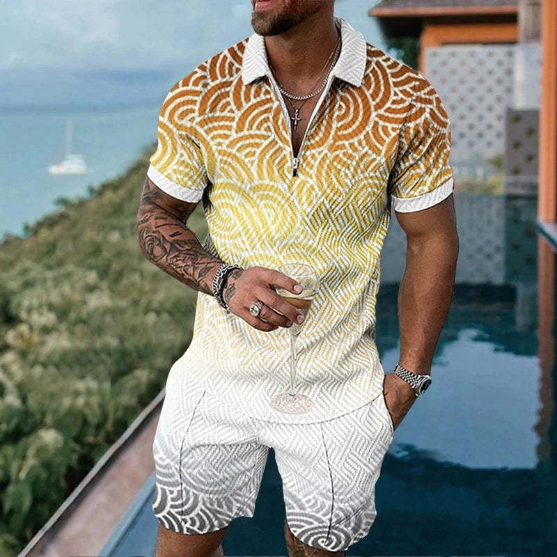 Lapel short-sleeve casual men's pullover
