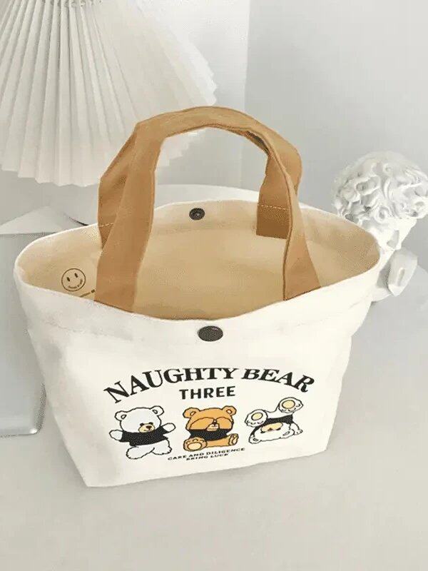 Bear Canvas Bag Student Tote Bag
