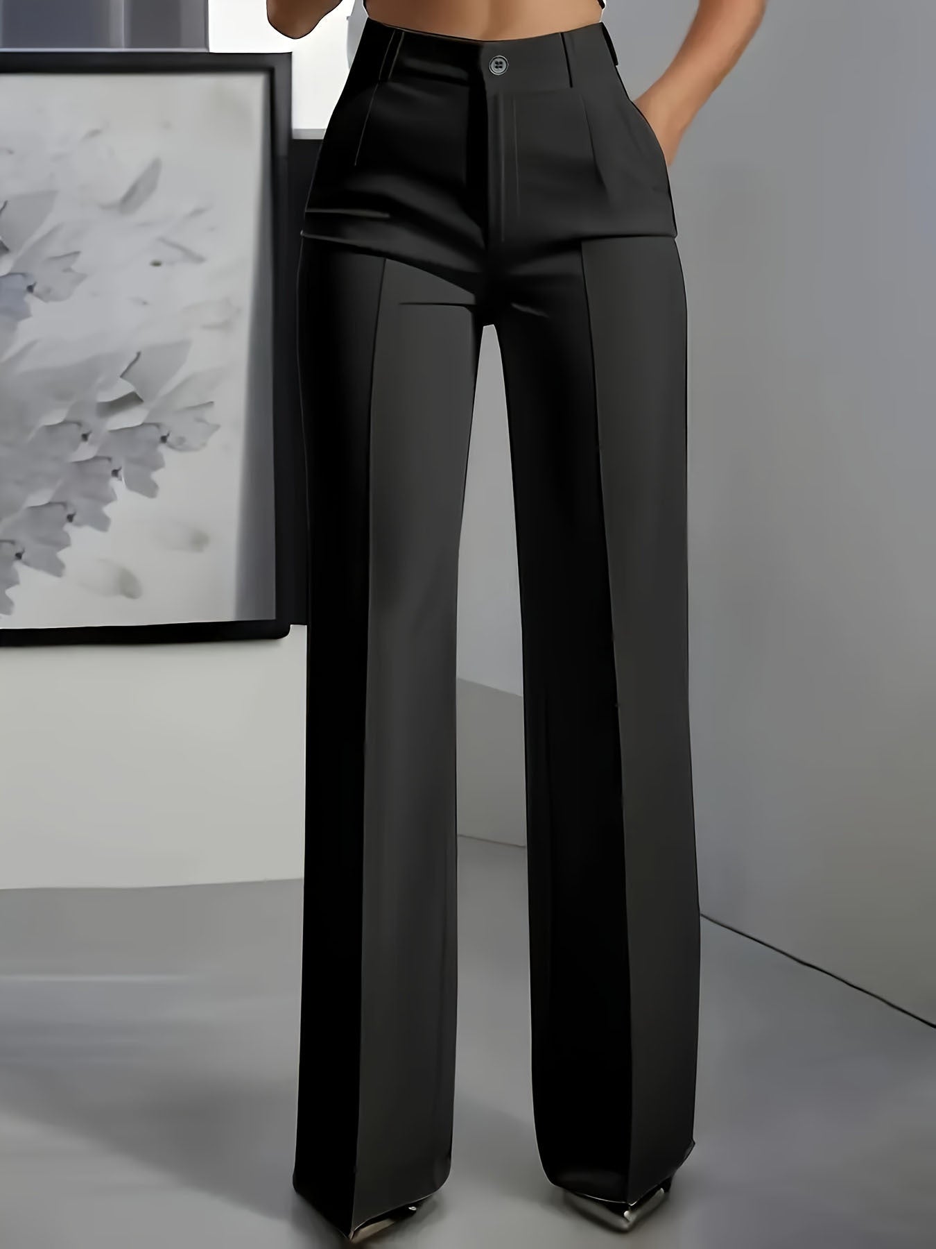 Womens High Waist Wide Leg Trousers