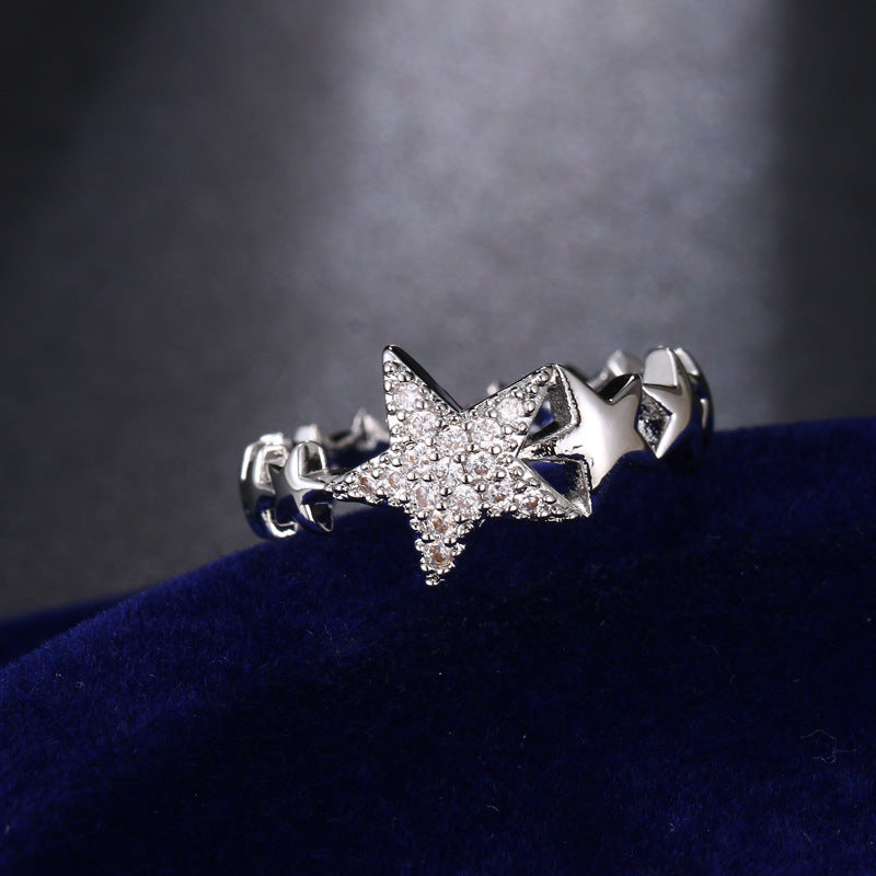 Minimalist Star Design Zircon Ring